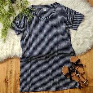Old Navy Short Sleeve Jersey Knit Navy White Striped Mini Dress Size XS